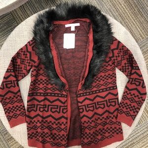 Pretty Rebelious Cardigan with Faux Fur Collar